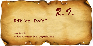 Rácz Ivó névjegykártya